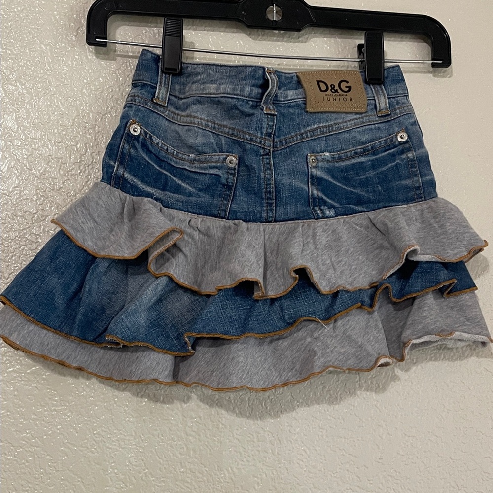 D&G girls Mini Skirt with Blue and Gray Ruffles